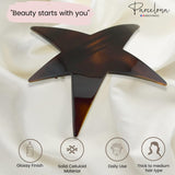 Parcelona French Star Large Shell Brown Celluloid Strong Grip Hair Clip Barrette