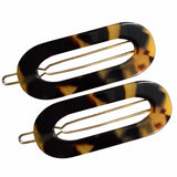 French Amie Mini Oval 2” Celluloid Handmade Snap Tige Boule Hair Clips