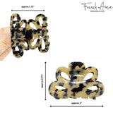 French Amie Flower Bloom 3" Handmade Celluloid No Slip Grip Hair Claw Clip