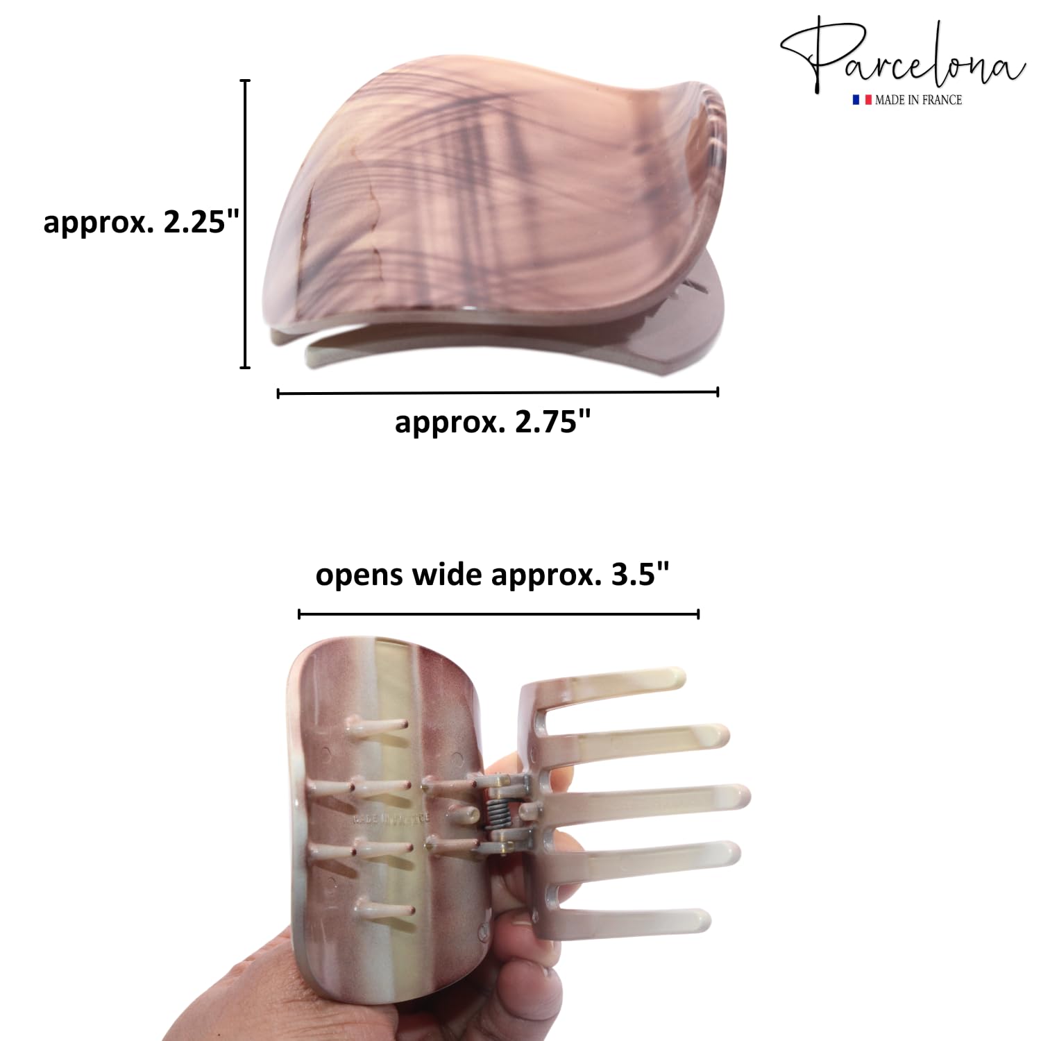 Parcelona French Onde Small 2 3/4" Cellulose Side Slide in Hair Claw for Women