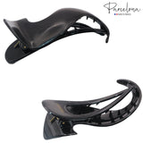 Parcelona French Medium Crochet Celluloid Black Hair Side Slider Claw Clip