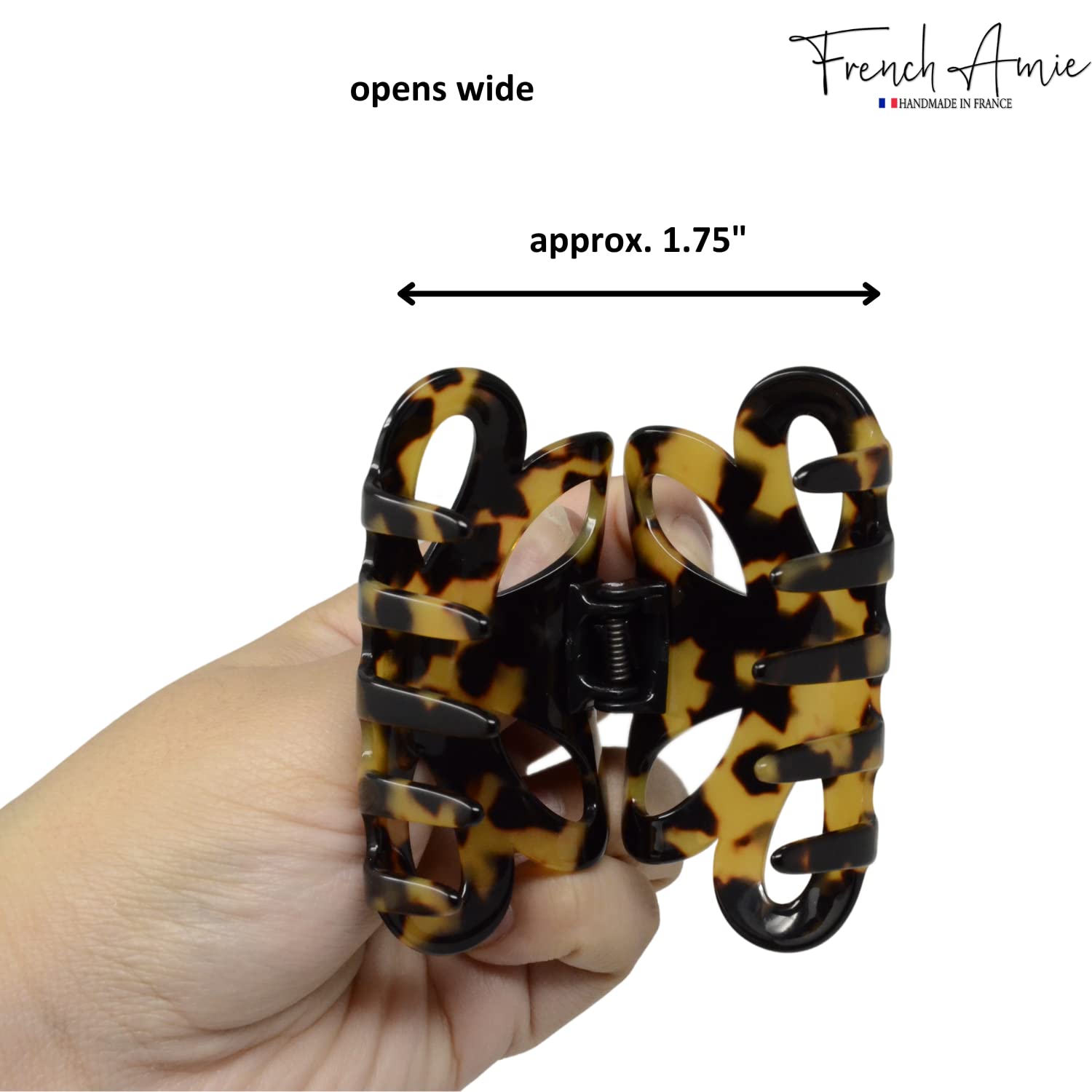 French Amie Flower Bloom 3" Handmade Cellulose No Slip Grip Hair Claw Clip