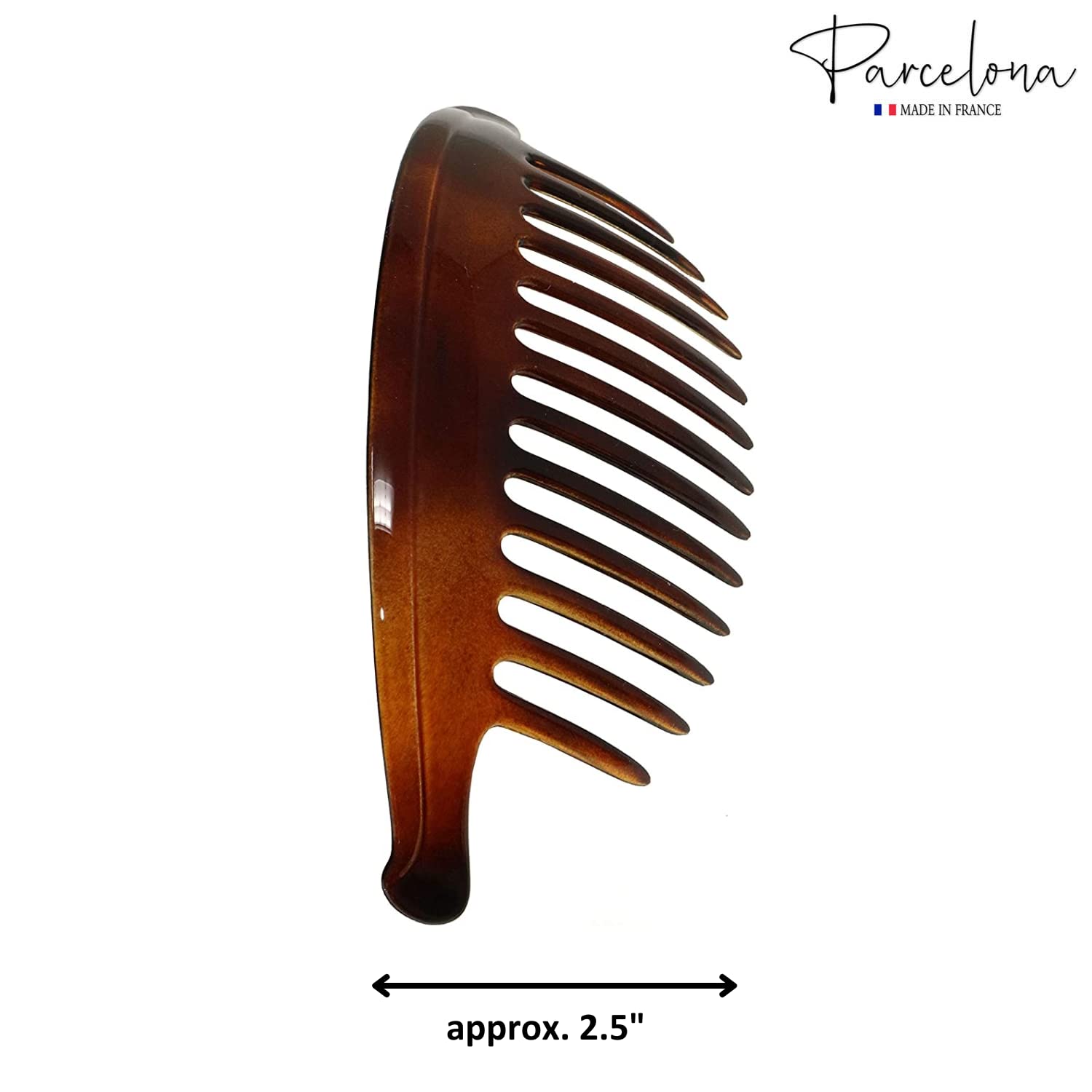 Parcelona French Tortoise Large 13 Teeth Banana Wide Edge Side Hair Combs(2 Pcs)