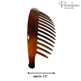 Parcelona French Tortoise Large 13 Teeth Banana Wide Edge Side Hair Combs(2 Pcs)