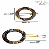French Amie Oval Hoop Small 1 1/4” Celluloid Handmade Hair Barrette Clips(2 Pcs)
