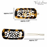 French Amie Swirls 2 ¼” Celluloid Handmade Snap Hair Clips for Women 2 Pcs