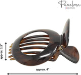 Parcelona French Large Round Shell Hair Side Slider Secure Grip Hinge Claw Clip
