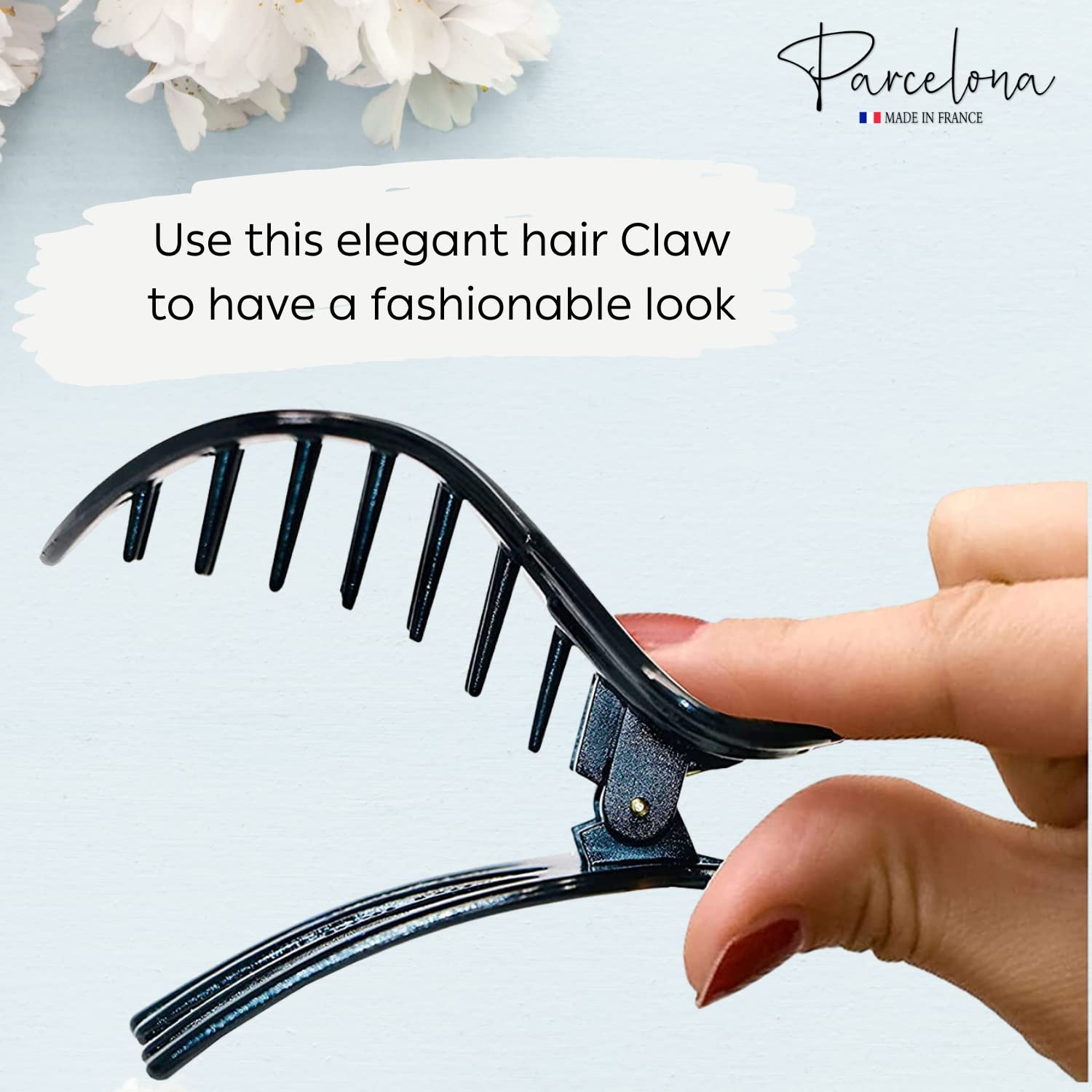 Parcelona French Infinity Loop Medium 3” Cellulose Hair Claw for Women and Girls