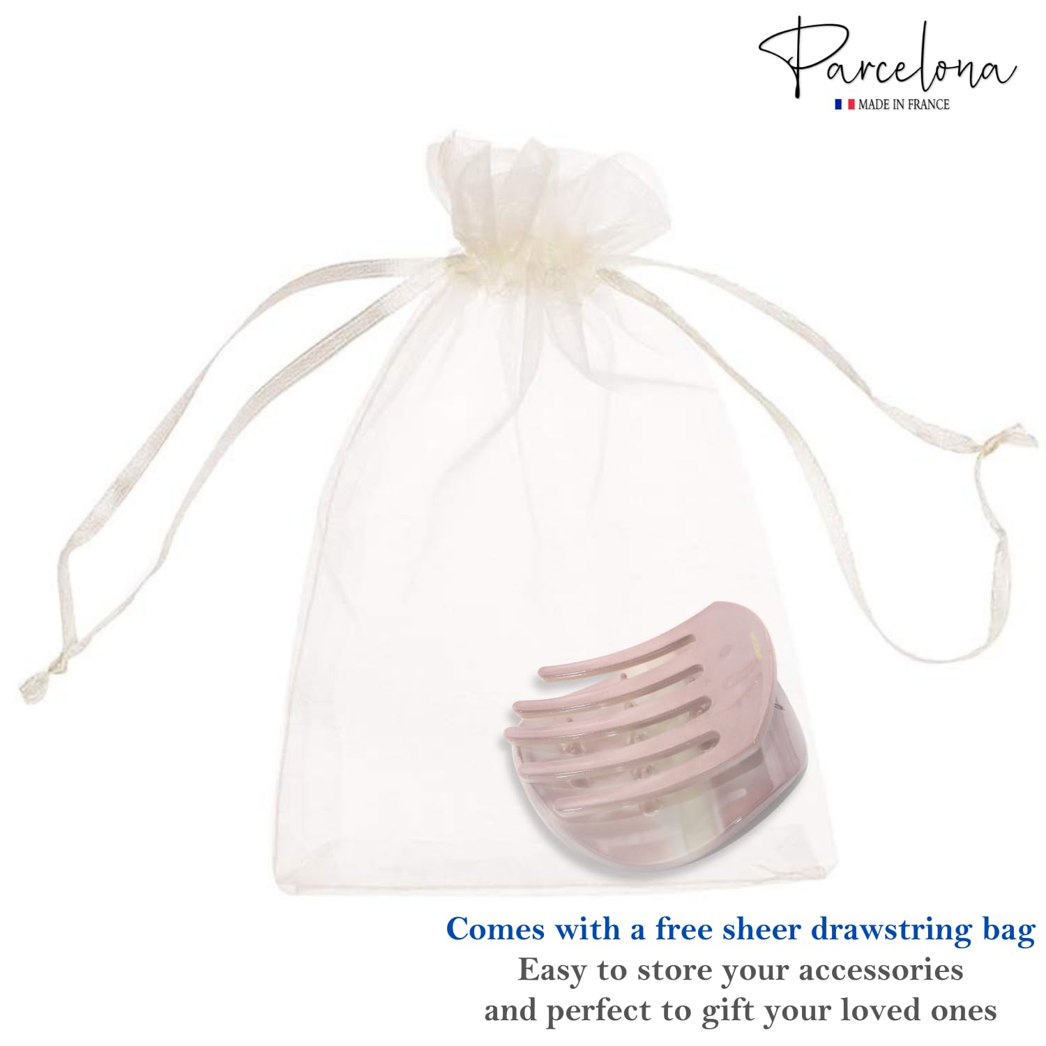 Parcelona French Onde Small 2 3/4" Cellulose Side Slide in Hair Claw for Women