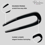 Parcelona French Paris Shell n Black Celluloid Chignon U Hair Pin Sticks(2 Pcs)