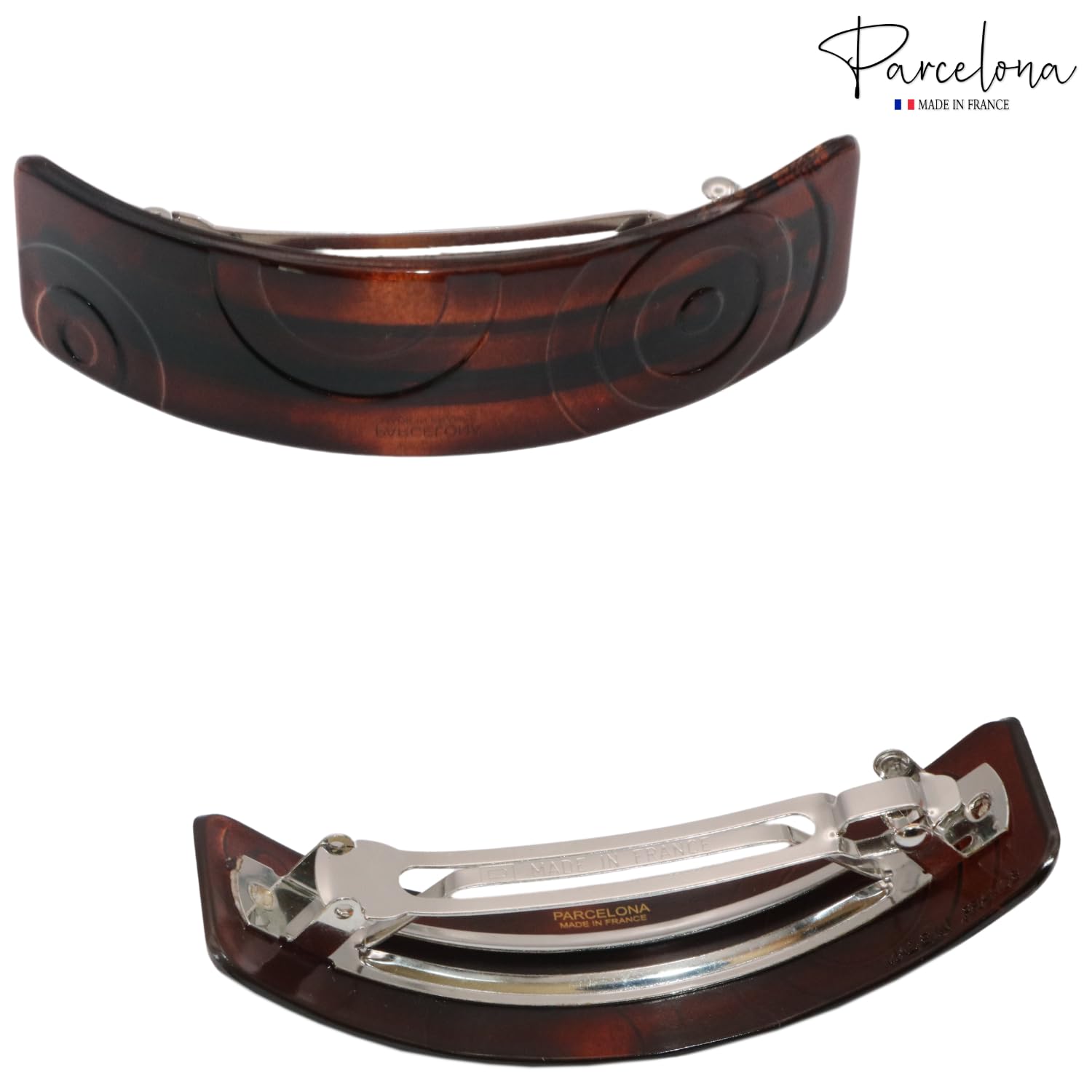 Parcelona French Courbe Curved Shell Cellulose Large Hair Barrette for Women