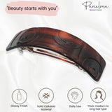 Parcelona French Courbe Curved Shell Celluloid Large Hair Barrette for Women
