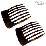 Parcelona French Seven Teeth Large 2 Pieces Celluloid Tortoise Shell Hair Comb