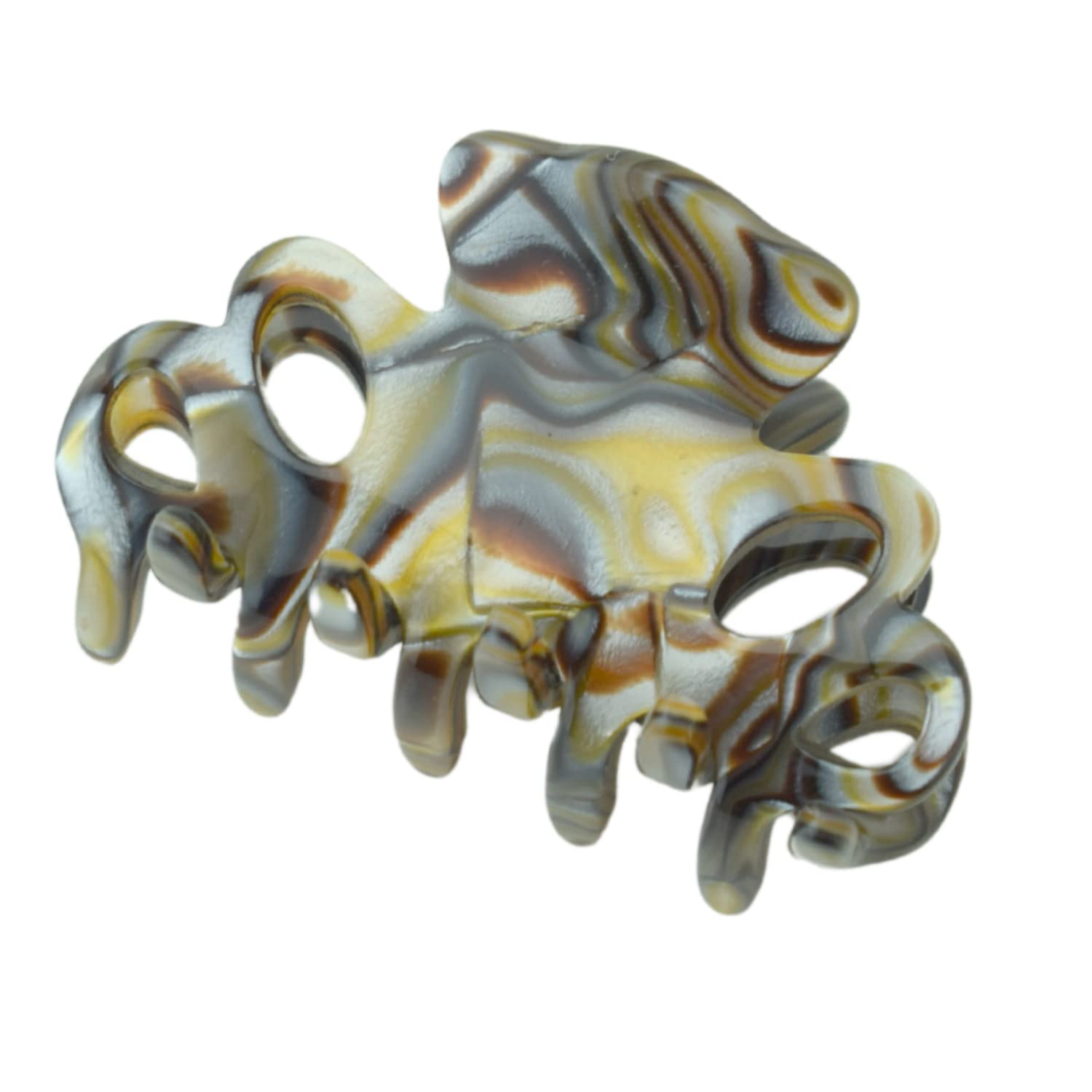 French Amie Orchids Small 2" Handmade Celluloid Flexible Hair Claw Clip