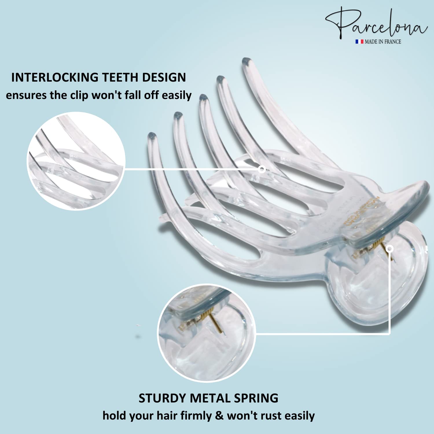 Parcelona French Basic Curved Paw Medium Cellulose Yoga Hair Claw for Women