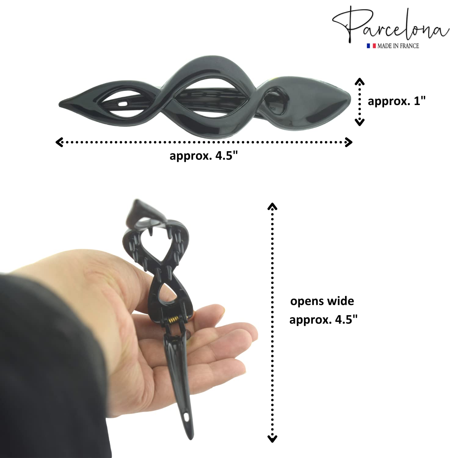 Parcelona French Twist Style 4 1/2" Large Cellulose Hair Side Slider Claw Clip