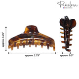 Parcelona French Slim Small Shell & Black Set of 2 Celluloid Jaw Hair Clips