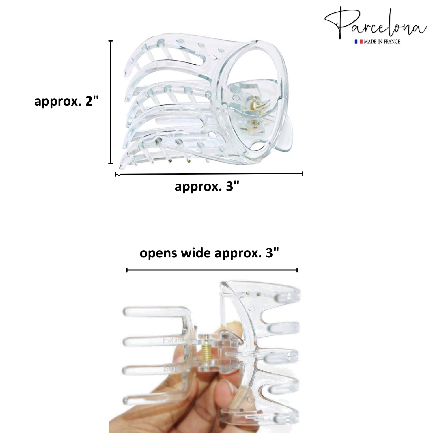Parcelona French Curvy Oval Paw Medium Cellulose Hair Claw for Women and girls