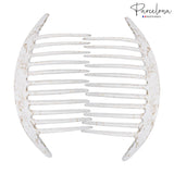 Parcelona French Tapered Edge 11 Teeth Side Hair Combs for Women & Girls (2Pcs)