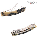 French Amie Oblong 3 1/2" Celluloid Handmade Automatic Hair Barrette for Women