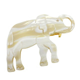 French Amie Elephant Crystal Cream Ivory Celluloid Handmade Hair Barrette