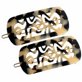 French Amie Swirls 2 ¼” Celluloid Handmade Snap Hair Clips for Women 2 Pcs