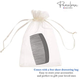 Parcelona French Glossy Black Large Celluloid 27 Teeth Hair Side Comb