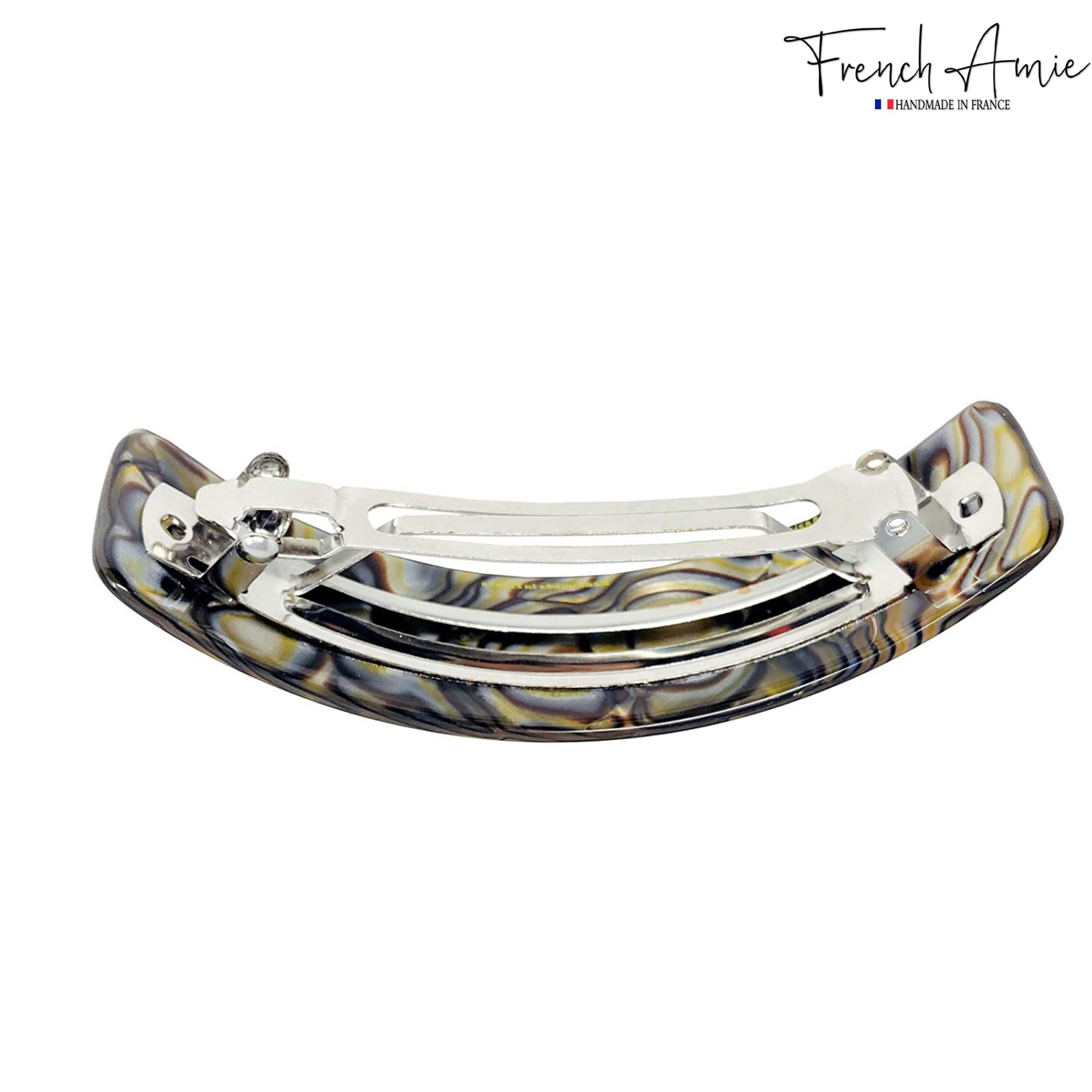 French Amie Curved Large 3 ¾” Handmade Celluloid Volume Hair Barrette for Women