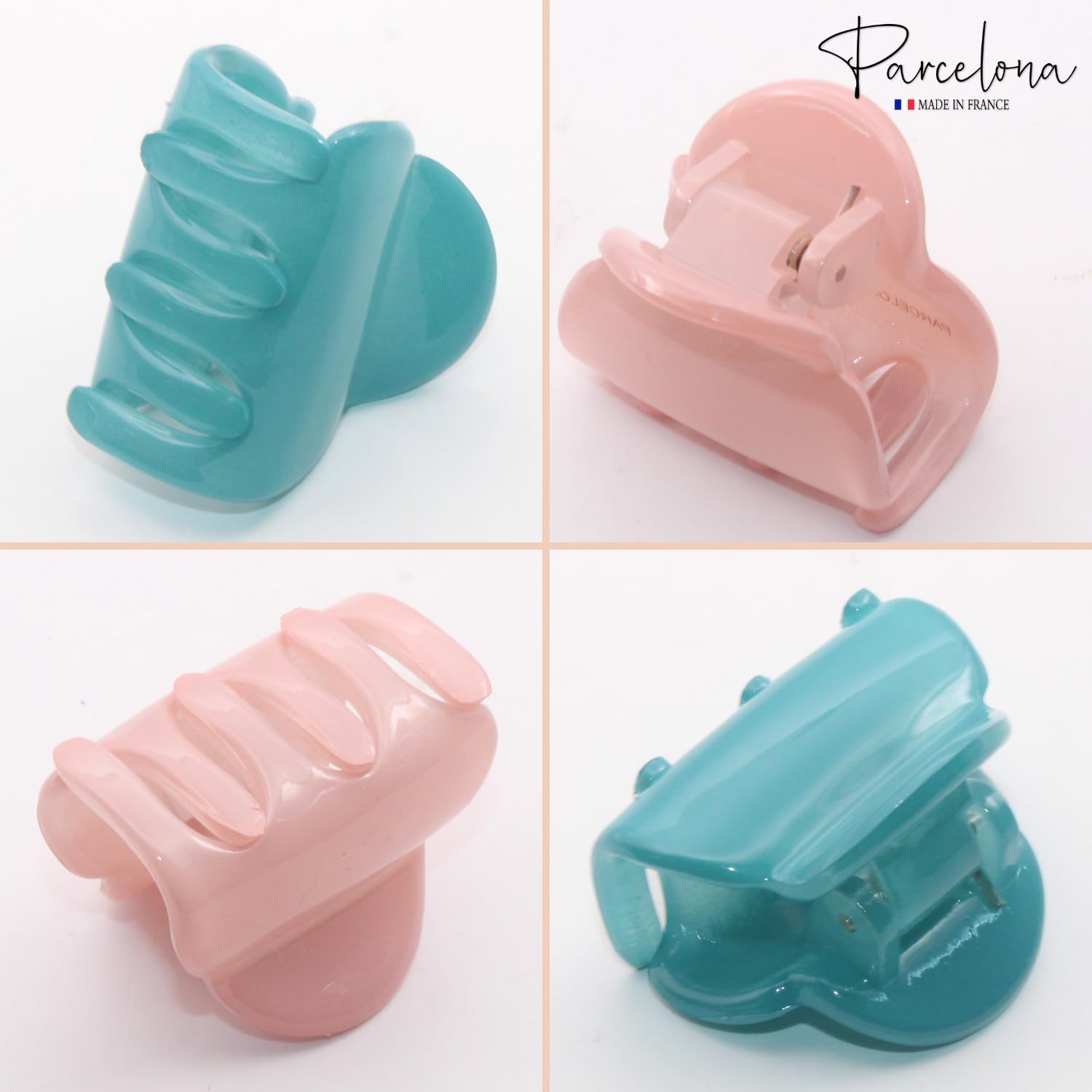 Parcelona French Chic Duo Small 1 1/4" Cellulose Hair Claw for Women and Girls