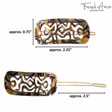 French Amie Swirls 2 ¼” Celluloid Handmade Snap Hair Clips for Women 2 Pcs