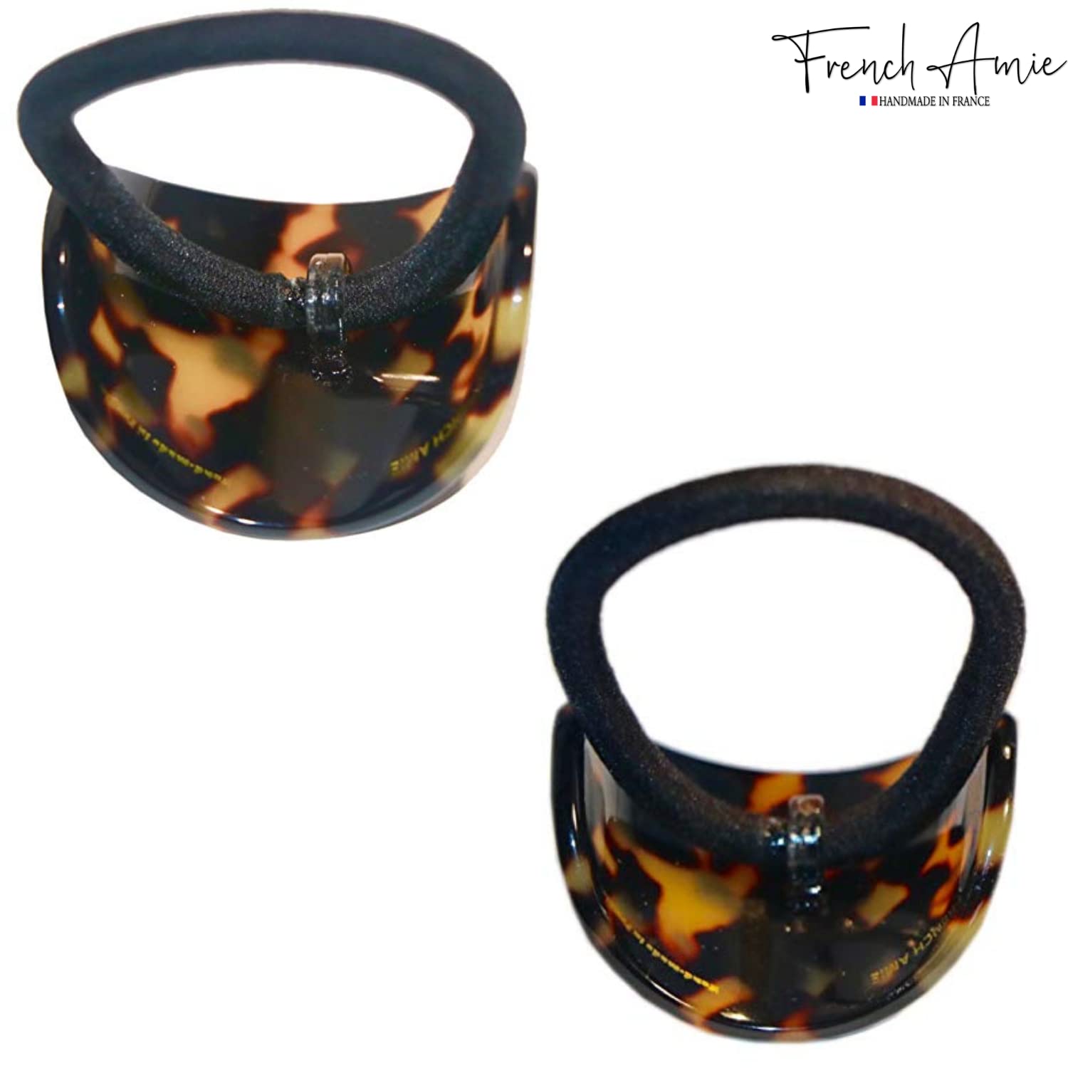 French Amie Curve Oval Cellulose Handmade Ponytail Elastic Hair Tie for Women