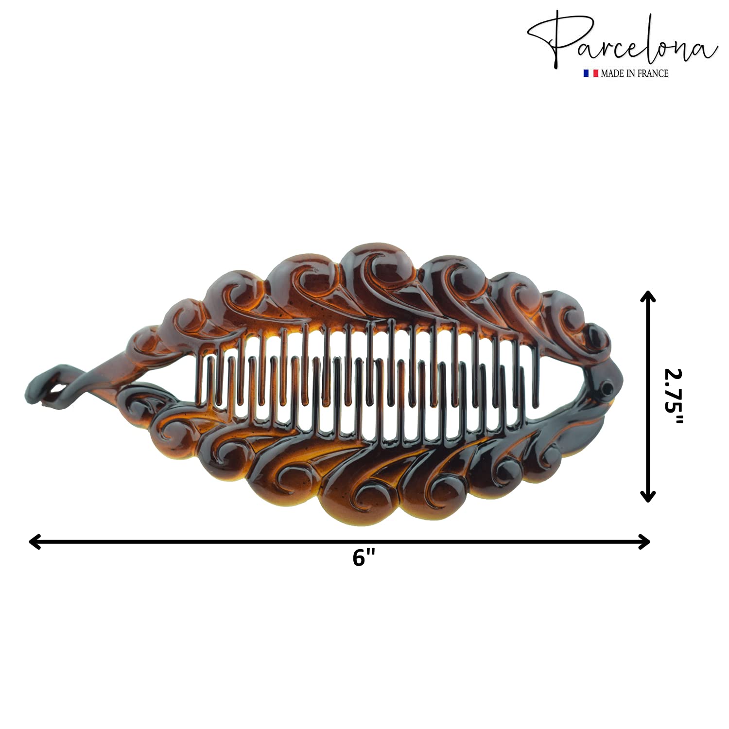 Parcelona French Swirl Fish Large 6" Cellulose Banana Hair Clip for Women