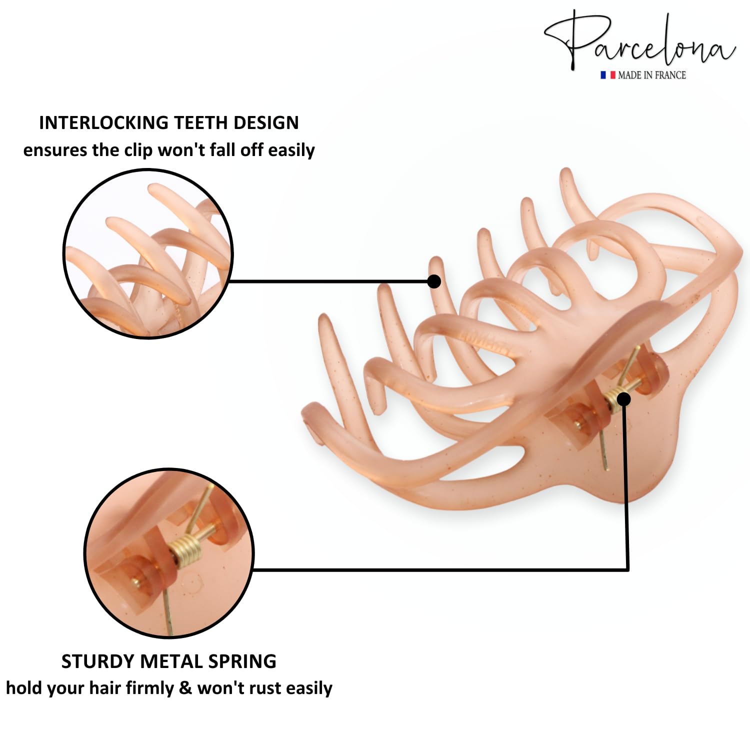 Parcelona French Dendrite Medium Cellulose Jaw Hair Claw for Women and Girls