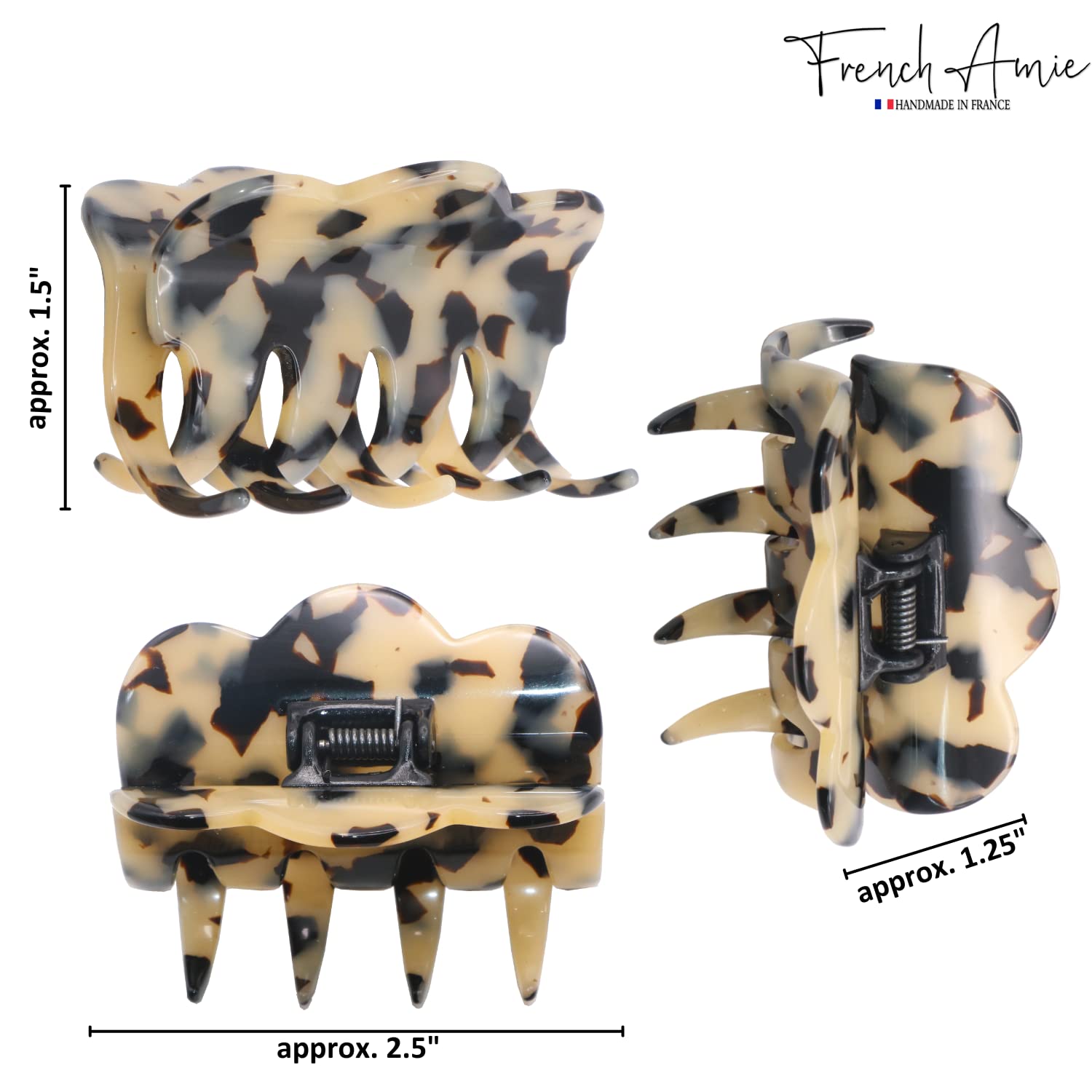 French Amie Crown Wave Small 2.5” Cellulose Handmade Interlocking Hair Claw