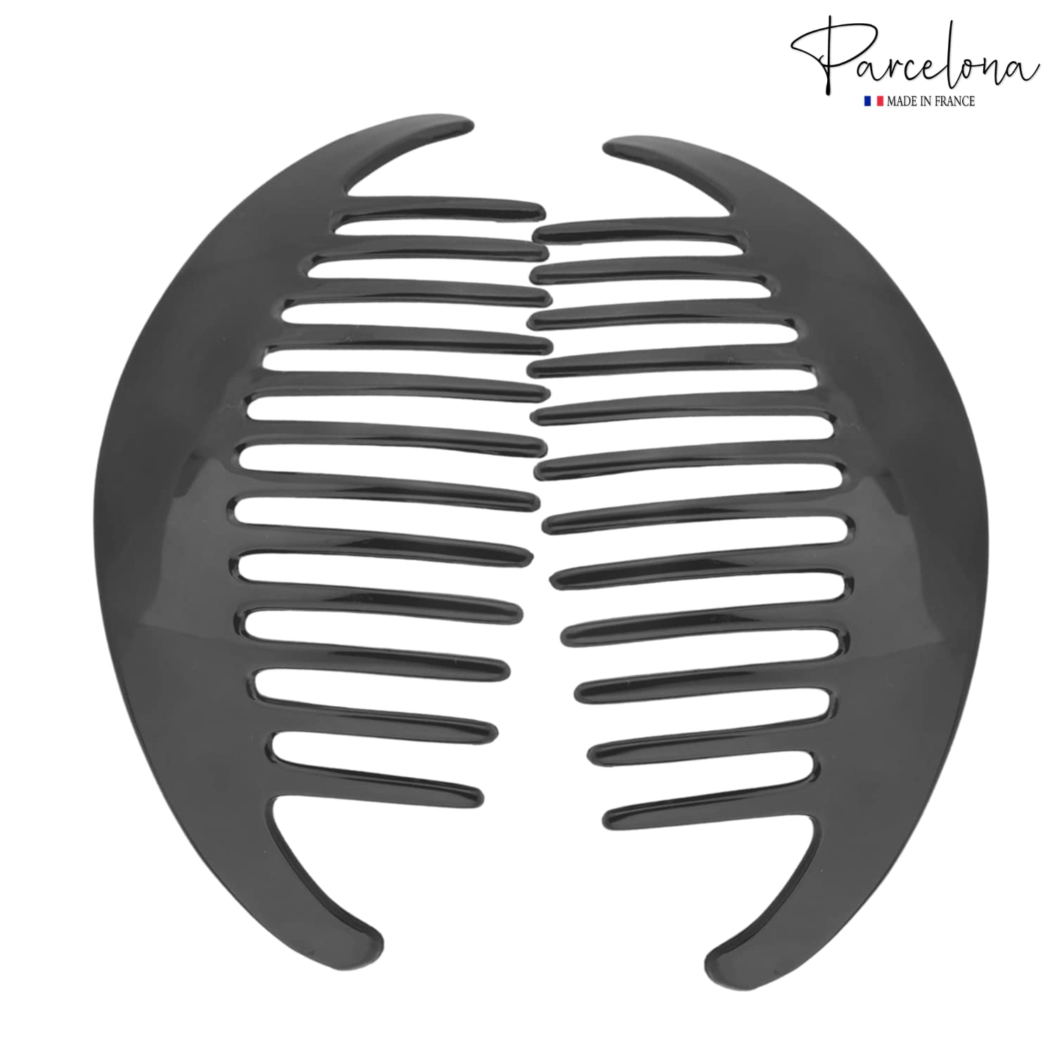 Parcelona French Alice Large Cellulose 12 Teeth Side Hair Combs for Women 2 Pcs