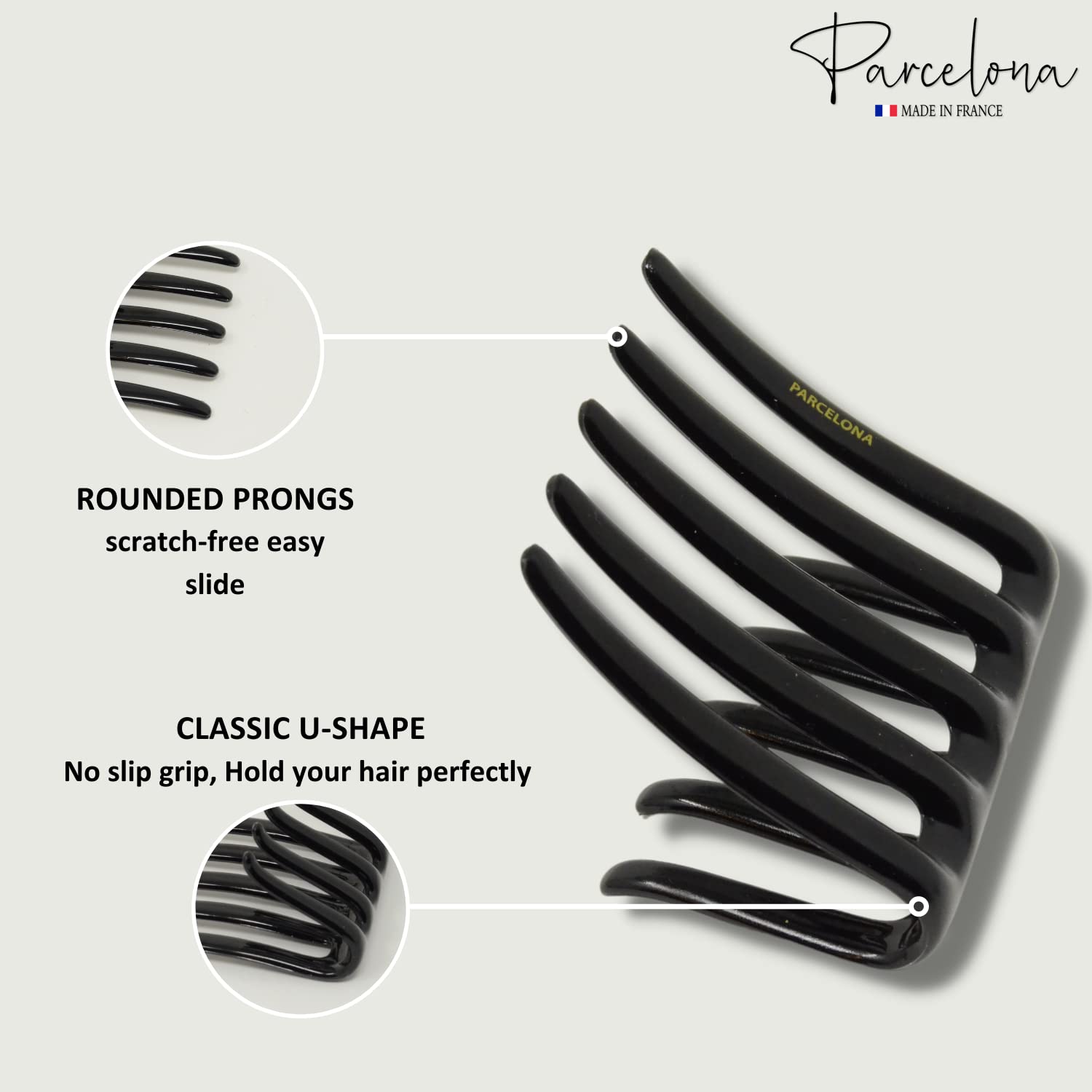 Parcelona French Crab Interlocking Medium Cellulose Hair Side Comb for Women