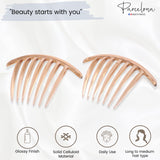 Parcelona French Twist 7 Teeth Large Celluloid Side Hair Combs for Women(2 Pcs)