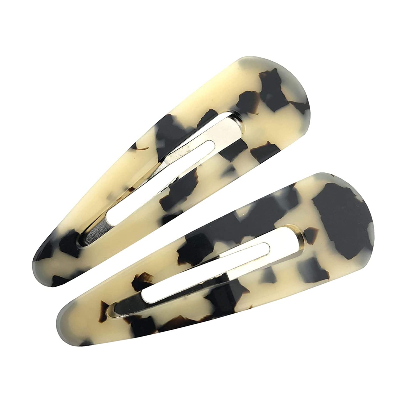 French Amie Clic Clac Large Handmade Celluloid Snap Hair Pins for Women(2 Pcs)