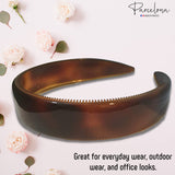 Parcelona French Extra Wide Tortoise Shell Celluloid Hair Headband for Women