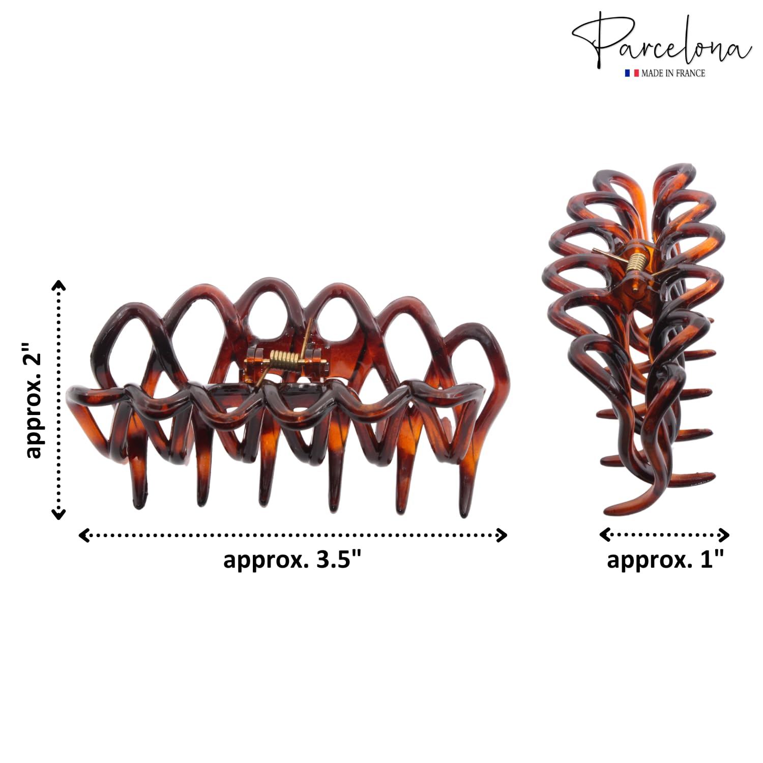 Parcelona French Dentelle Black & Shell Medium Jaw Claw Hair Clip 2 Pcs