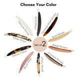 French Amie Narrow Oblong Small Hair Clip - Tige Boule Women Barrette Set Of 2