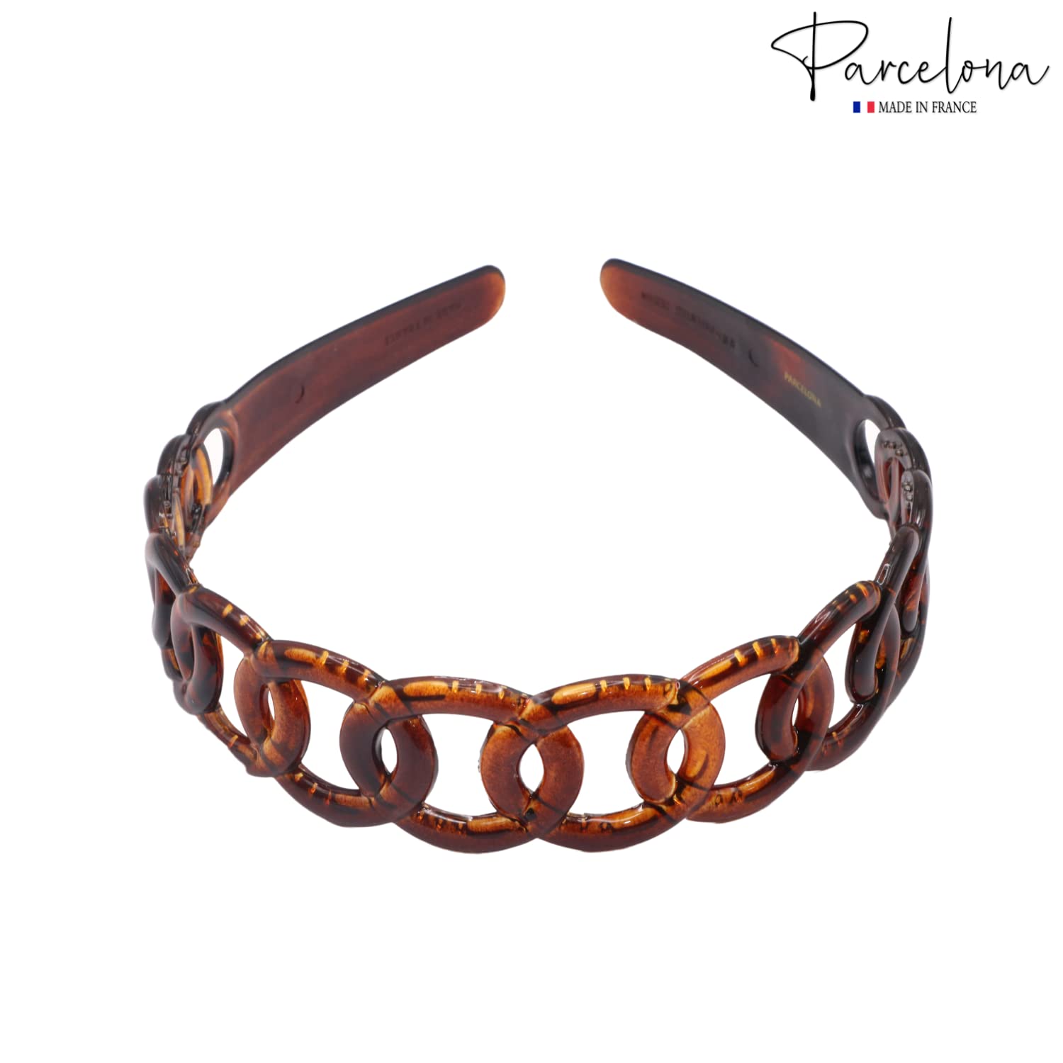 Parcelona French Round Chain Tortoise Shell Brown Cellulose Hair Headband