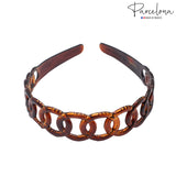 Parcelona French Round Chain Tortoise Shell Brown Celluloid Hair Headband