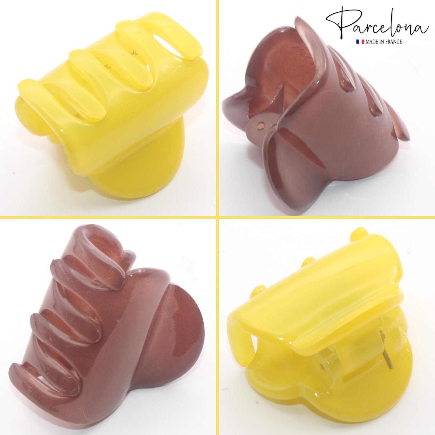 Parcelona French Chic Duo Small 1 1/4" Cellulose Hair Claw for Women and Girls