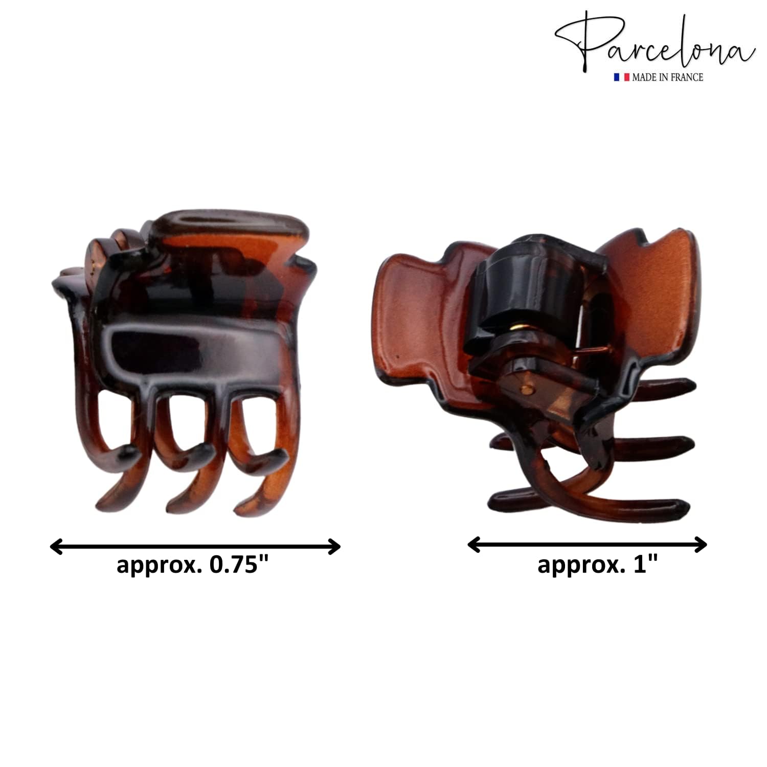 Parcelona French Glossy Square Very Small Cellulose Hair Claws for Women 2Pcs