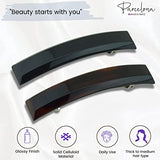 Parcelona French Bar Volume Large Shell N Black Celluloid Hair Barrettes(2 Pcs)