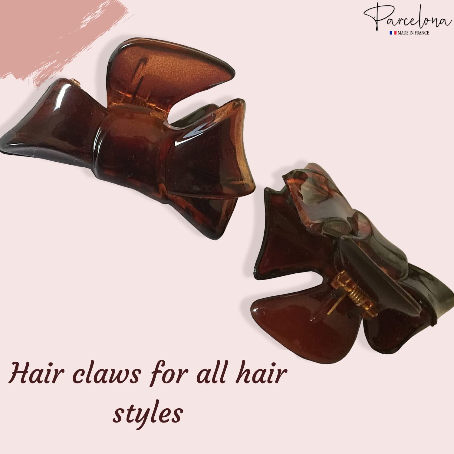 Parcelona French Bow Set of 2 Small Cellulose Shell Jaw Hair Claw Clamp Clutcher