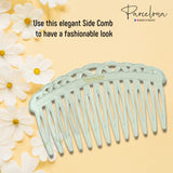 Parcelona French 13 Teeth Crown Small Celluloid Side Hair Combs for Women(2 Pcs)