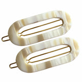 French Amie Mini Oval 2” Celluloid Handmade Snap Tige Boule Hair Clips