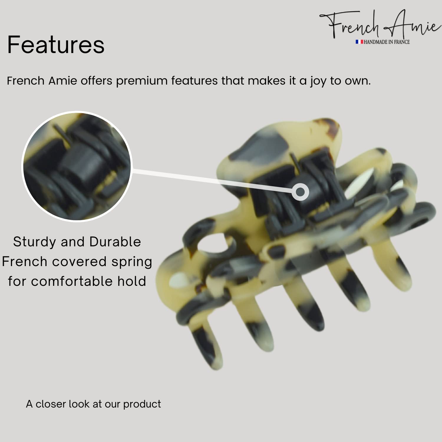 French Amie Orchids Small 2" Handmade Cellulose Flexible Hair Claw Clip